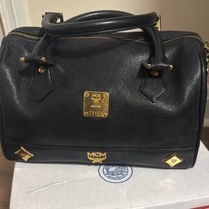 MCM Black and Gold  Top Handle Bag